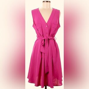 DKNY Sleeveless Button Down Design Dress in Fuschia size 10
